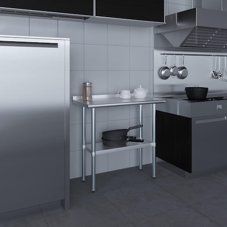 Amgood 18 in. x 36 in. Stainless Steel Work Table with 1.5 in. Backsplash WT-1836-BS-Z